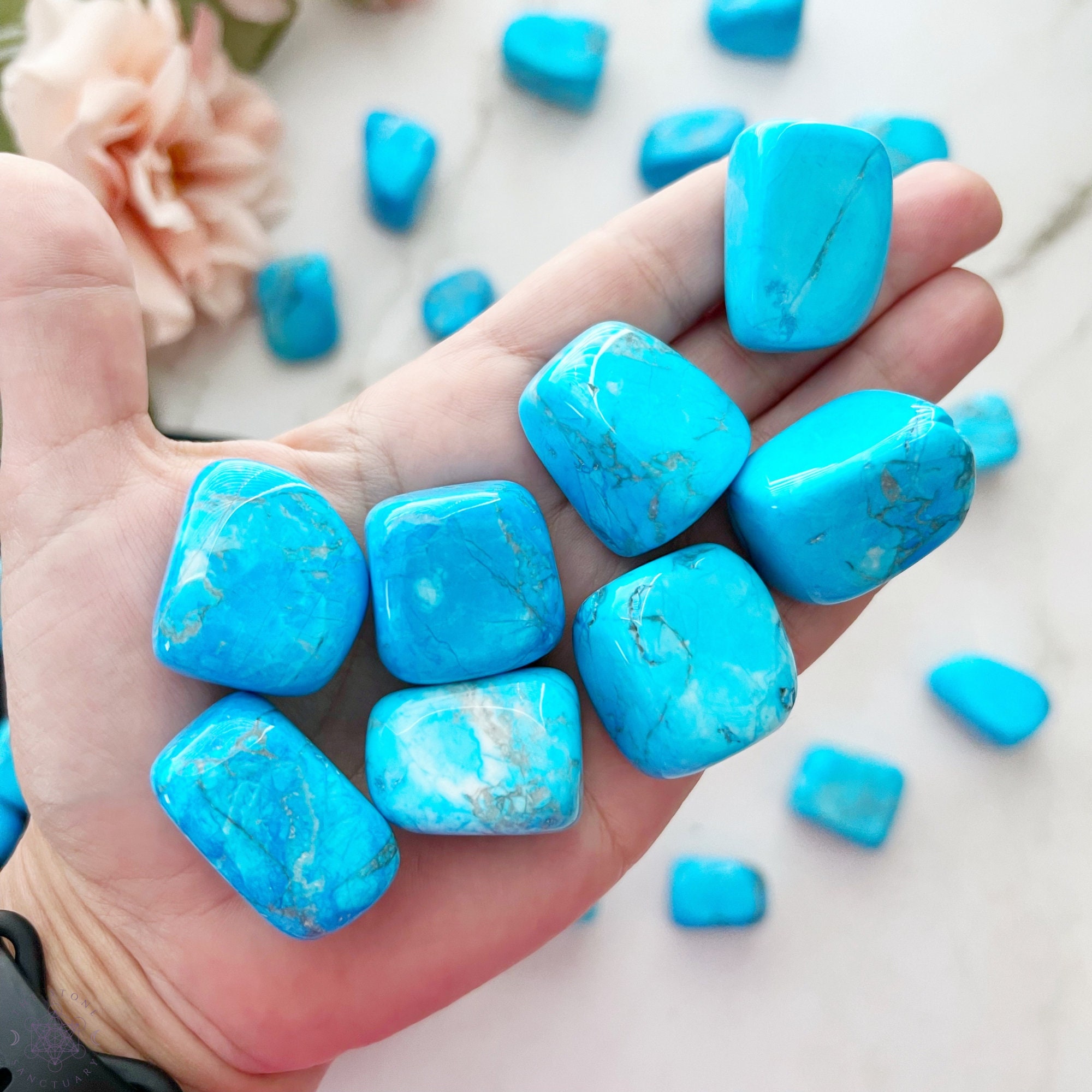 Blue Howlite Tumbled Stones | Polished Blue Howlite Gemstones (dyed ...