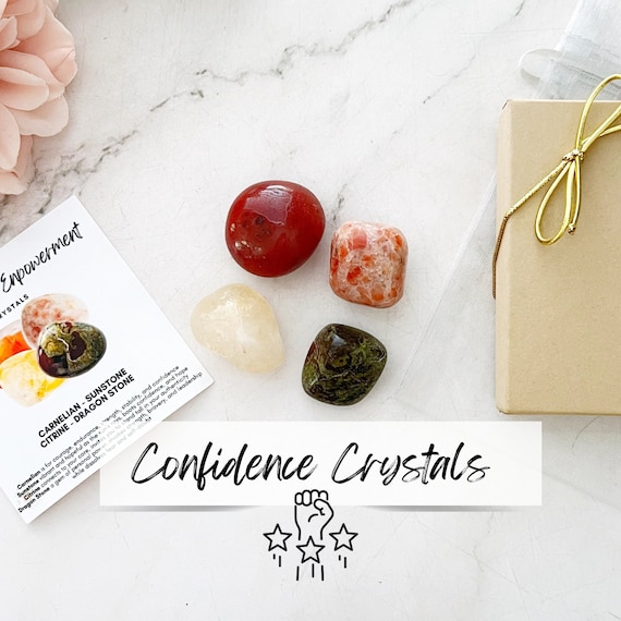 Confidence Crystal Kit: Set of 4 Tumbled Stones | Carnelian, Sunstone, Citrine, Dragon Stone