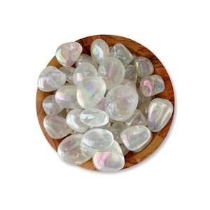 Angel Aura Quartz Tumbled Stones | Polished Crystal Gemstones for Crown Chakra | Individual or Bulk Available