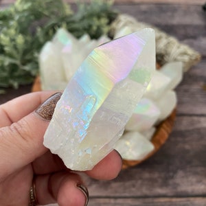 Raw Angel Aura Quartz Point | Unpolished Angel Aura Quartz Crystal | Rough Aura Quartz Point | Shop Metaphysical Crystals | Aura Lite