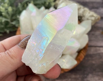 Raw Angel Aura Quartz Point | Angel Aura Quartz Crystal | Rough Aura Quartz Point 1-4" | Healing Crystals and Stones | Aura Quartz Stone