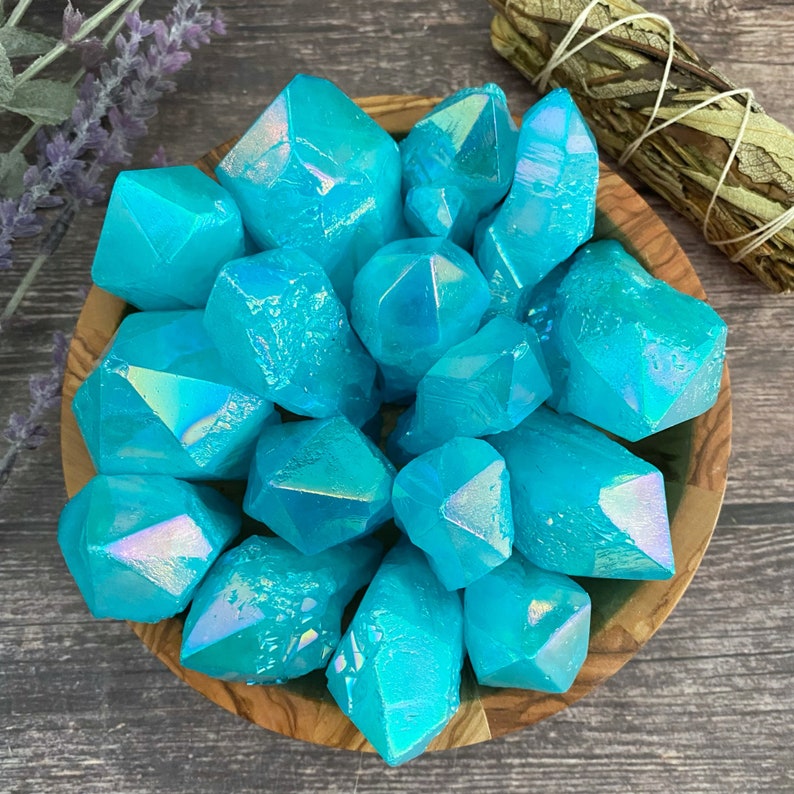 Raw Aqua Aura Quartz Point Aqua Aura Quartz Crystal Rough Etsy