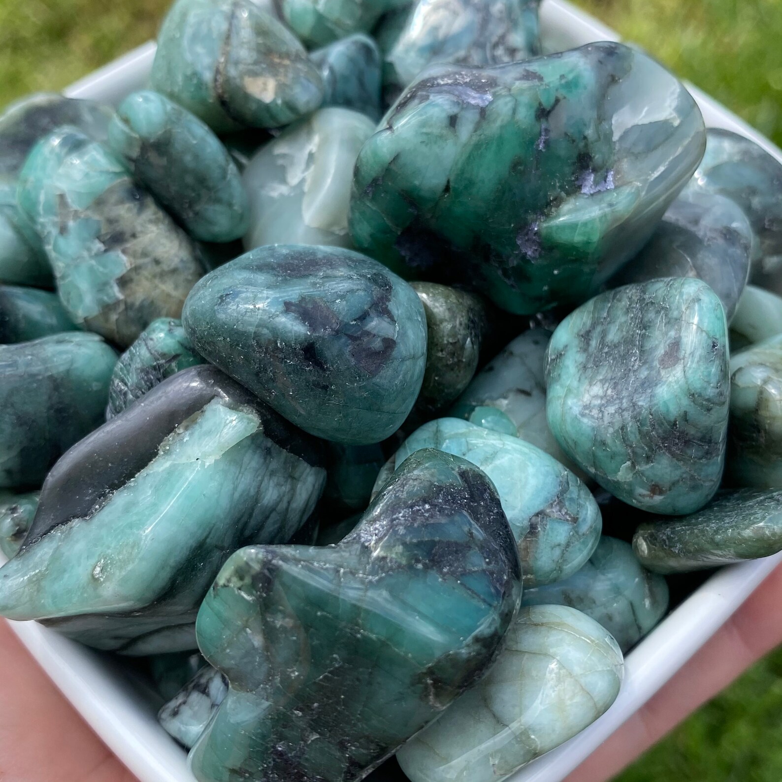 Emerald Polished Tumbled Stones Emerald Reiki Healing Etsy