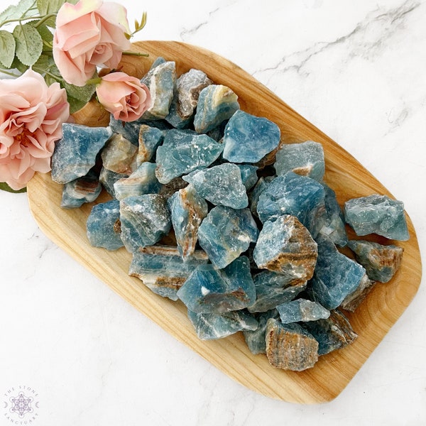 Raw Blue Onyx Stones | Rough Natural Lemurian Aquatine Blue Calcite Crystal Gemstones | Shop Metaphysical Crystals Third Eye, Throat Chakras