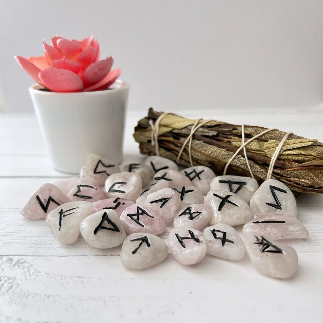 Lavender Quartz Runes Set of 25 Lavender Quartz Elder Futhark Runes ...