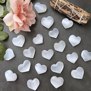 1&quot; Mini Selenite Crystal Heart | Polished Small Selenite Crystal Pocket Heart | Shop Metaphysical Crystals for Crown Chakra