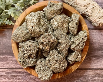 Raw Druzy Pyrite Stone: Rough Natural Unpolished Sparkling Pyrite Gemstones (.75-1")