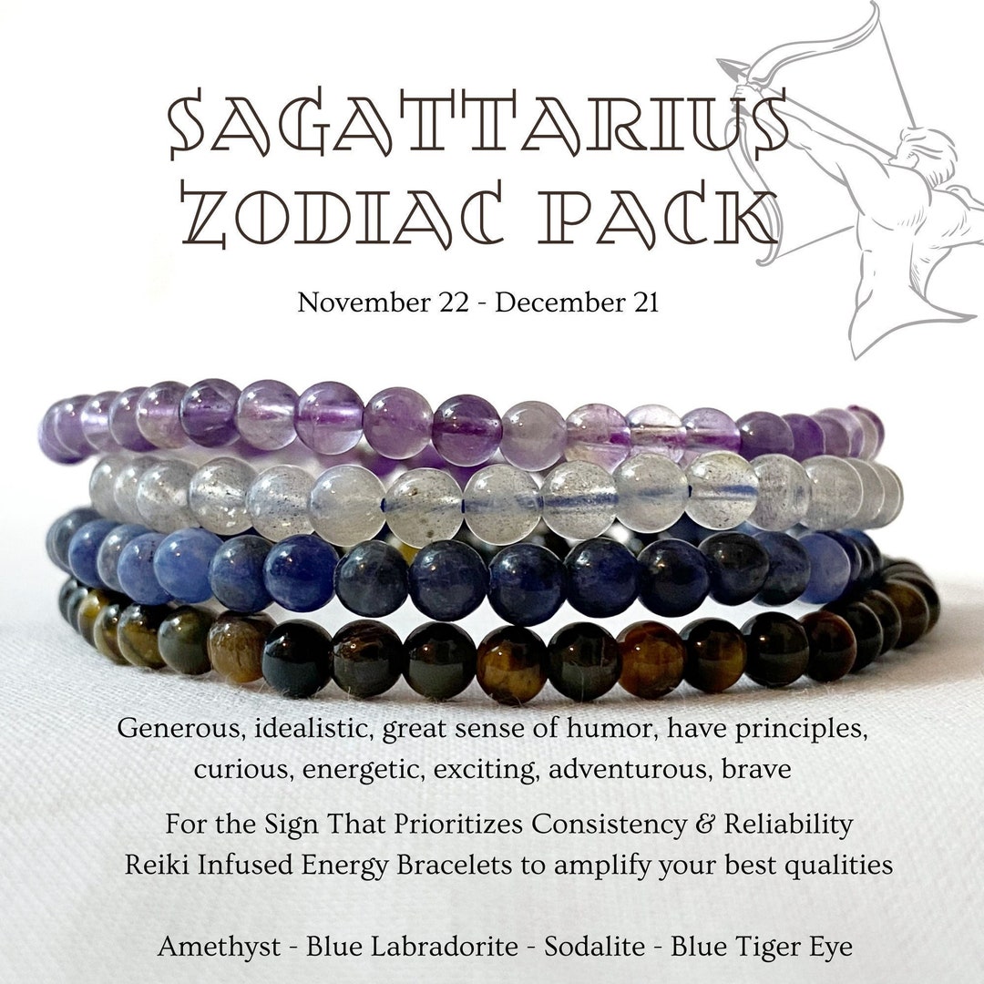 Sagittarius Bracelet Set Sagittarius Crystals Zodiac Pack - Etsy