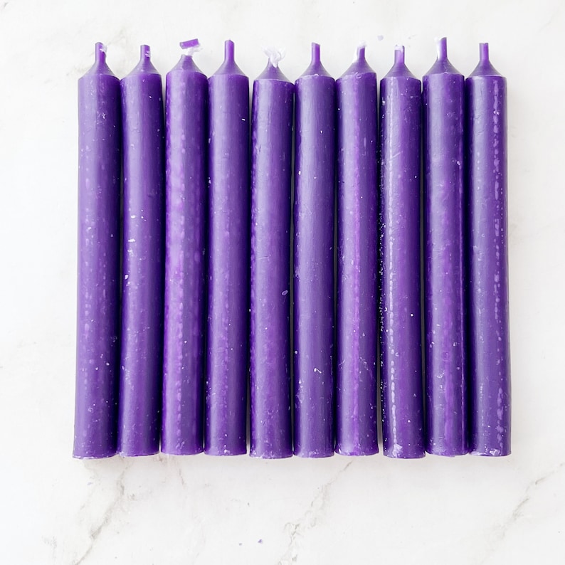 Lavender Scented Purple Spell Candles, 5 Purple Chime Candles, Witch Candles, Ritual Candles, Small Bulk Candles, Purple Candles for Wisdom image 6