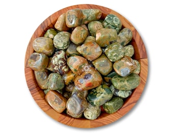 Rainforest Jasper Tumbled Stones | Polished Rhyolite Crystal Gemstones for Heart Chakra | Individual or Bulk Available