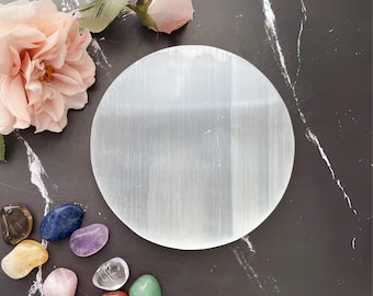 5.5" Selenite Charging Plate: Round Crystal Charging & Cleansing Station
