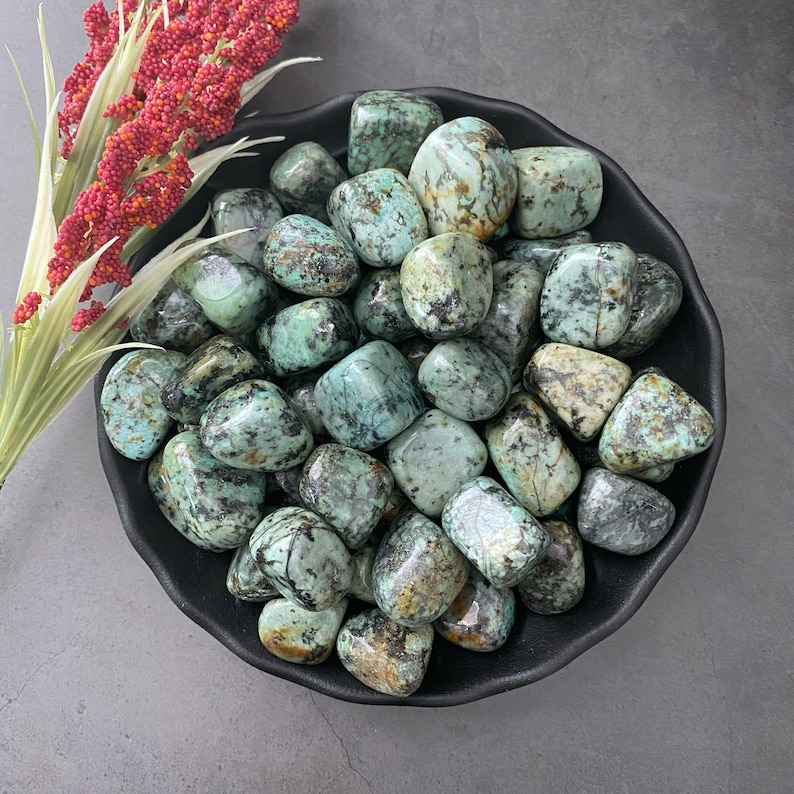 African Turquoise Tumbled Stones African Turquoise Crystal Shop Metaphysical Crystals, Third Eye, Turquoise Jasper image 1