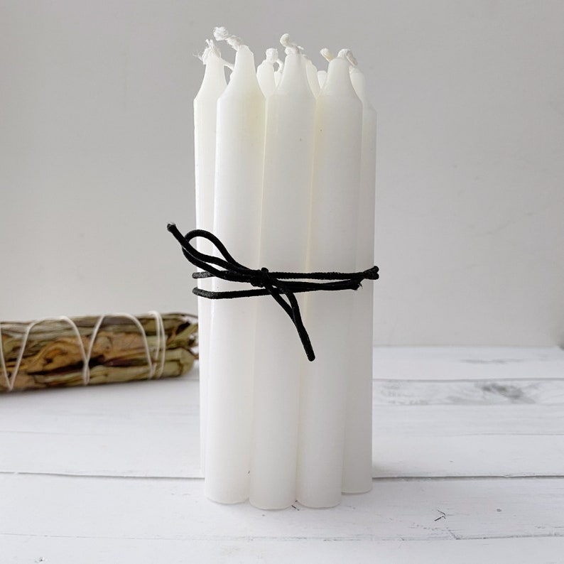 5 White Spell Candles, White Chime Candles, Witch Candles for Spells, Ritual Candles, Small Bulk Candles, White Candles for Spellwork Magic image 2