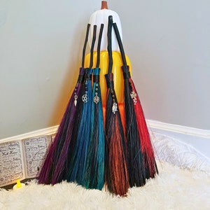 18&quot; Witch Besom Ritual Bamboo Broom, Witchy Decor, Halloween, Altar, Witchcraft, Pagan, Wicca, Dragon, Owl, Celtic, Pentagram, Goddess