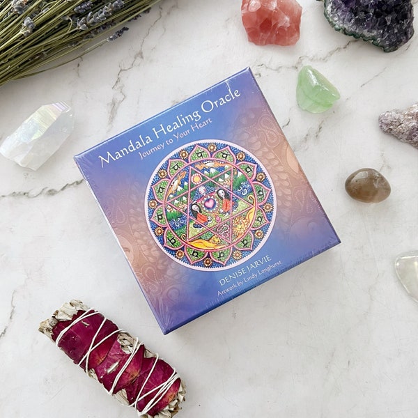 Mandala Healing Oracle Deck by Denise Jarvie | 44 Mandala Healing Oracle Cards with 140 Page Guidebook | Mandala Round Oracle Cards