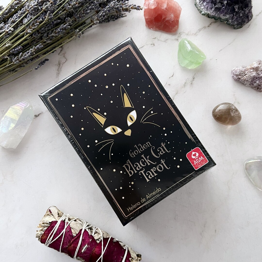 Golden Black Cat Tarot Card Deck by Helena De Almeida | 78 Gilt Edged ...