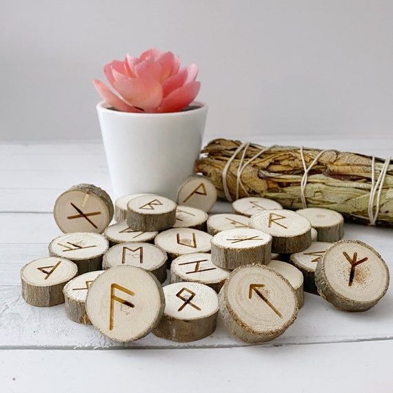 Poplar Wood Runes | Popular Wooden Rune Set | Set of 25 Wood Elder Futhark Runes | Norse Runes, Viking Runes, Pagan, Divination