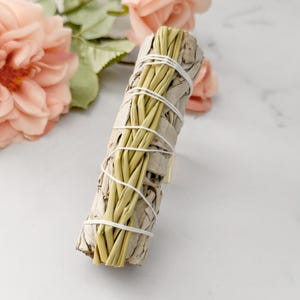 Organic White Sage with Sweetgrass, 4&quot; Sweetgrass & White Sage Incense, Sweetgrass White Sage Smudge Stick, Smudge for Positive Vibes, Luck
