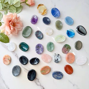 Crystal Worry Stones | Polished Pocket Sized Thumb Stones for Meditation & Mindfulness | Choose Your Gemstone image 1