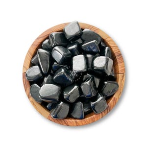 Shungite Tumbled Stones | Polished Natural Shungite Crystal Gemstone | Shop Black Metaphysical Crystals for Root Chakra, Bulk Lots Available
