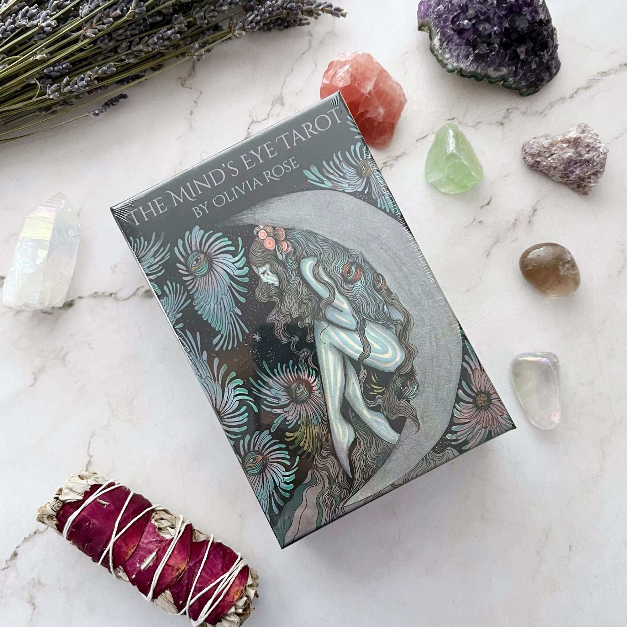 The Mind's Eye Tarot Card Deck by Rowan Ortins | 78 Olivia Rose, Gold Gilt Edge Cards & 172 Pg Color Guidebook | RWS Based Tarot Deck