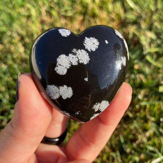 Snowflake Obsidian Puffy Hearts Snowflake Obsidian Puffy Hearts