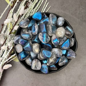 Indigo Aura Quartz Tumbled Stones | Polished Indigo Blue Aura Crystal Gemstones | Shop Metaphysical Crystals, Third Eye Chakra