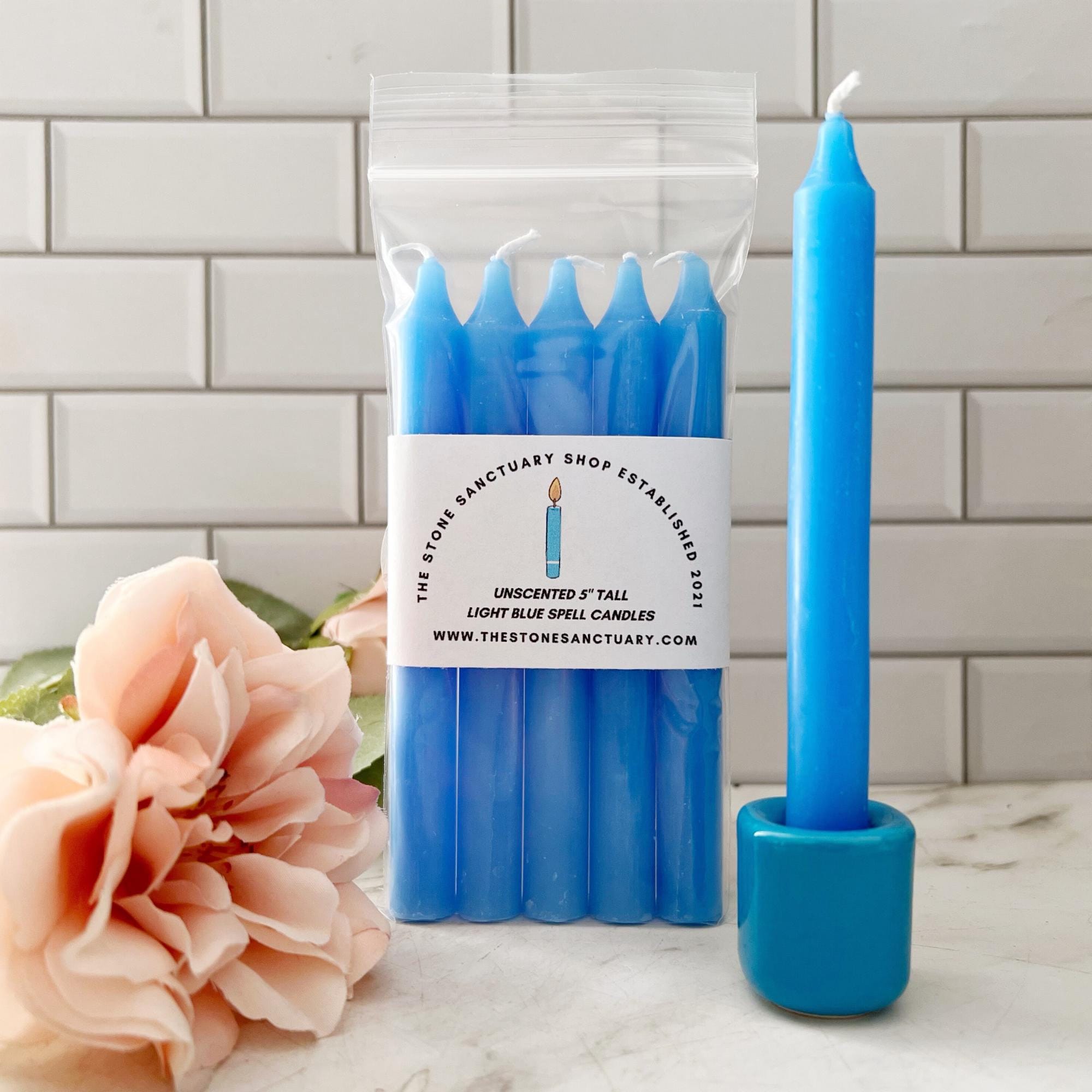 5" Light Blue Unscented Spell Candles, Aqua Blue Witch Chime Candles for Spells, Ritual Candles, Small Bulk Candles, Blue Candles for Magic