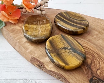 Tigers Eye Crystal Worry Stone | Tigers Eye Worry Stone | Polished Tiger's Eye Worry Stones | Healing Crystals, Solar Plexus, Sacral Chakra