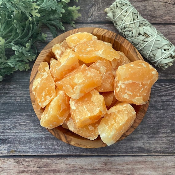 Raw Orange Calcite Stone | Rough Natural Unpolished Orange Calcite Crystal Gemstones | Shop Metaphysical Crystals for Sacral Chakra