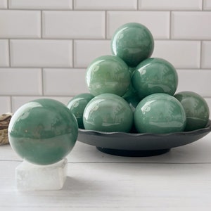 Green Aventurine Crystal Sphere | 40mm Green Aventurine Crystal Ball | Aventurine Orb | Aventurine Sphere for Altar, Divination, Meditation