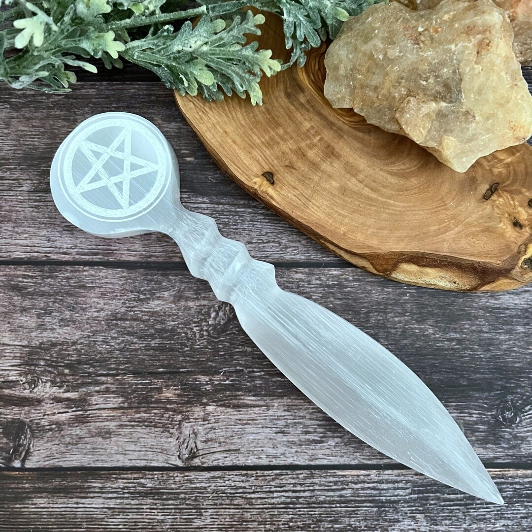 9.5 Selenite Pentacle Athame Witchcraft Altar Tools Selenite Athame ...