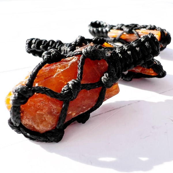 Rough Orange Kyanite Crystal Necklace | Orange Kyanite Pendant | Tread Cage Raw Orange Kyanite Charm | Orange Kyanite Jewelry, Sacral Chakra