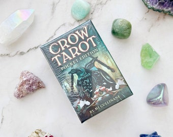 Crow Tarot Card Deck POCKET Edition by MJ Cullinane | 78 Card Crow Tarot Deck and 128 Pg Guidebook | Crow Gift Idea, Rider Waite Based Tarot