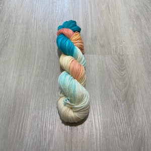 Salmon & Jade Hand Dyed Wool Yarn 100g