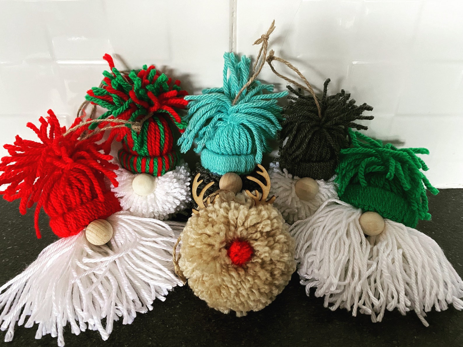 Christmas Pompom Gonks Santa Christmas Tree Ornament Keepsake Etsy UK