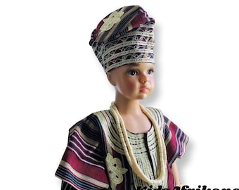 Custom Listing for Njideka Three-piece African Asooke/handwoven Boys' outfit for birthdays, weddings, school cultural events, photo shoot