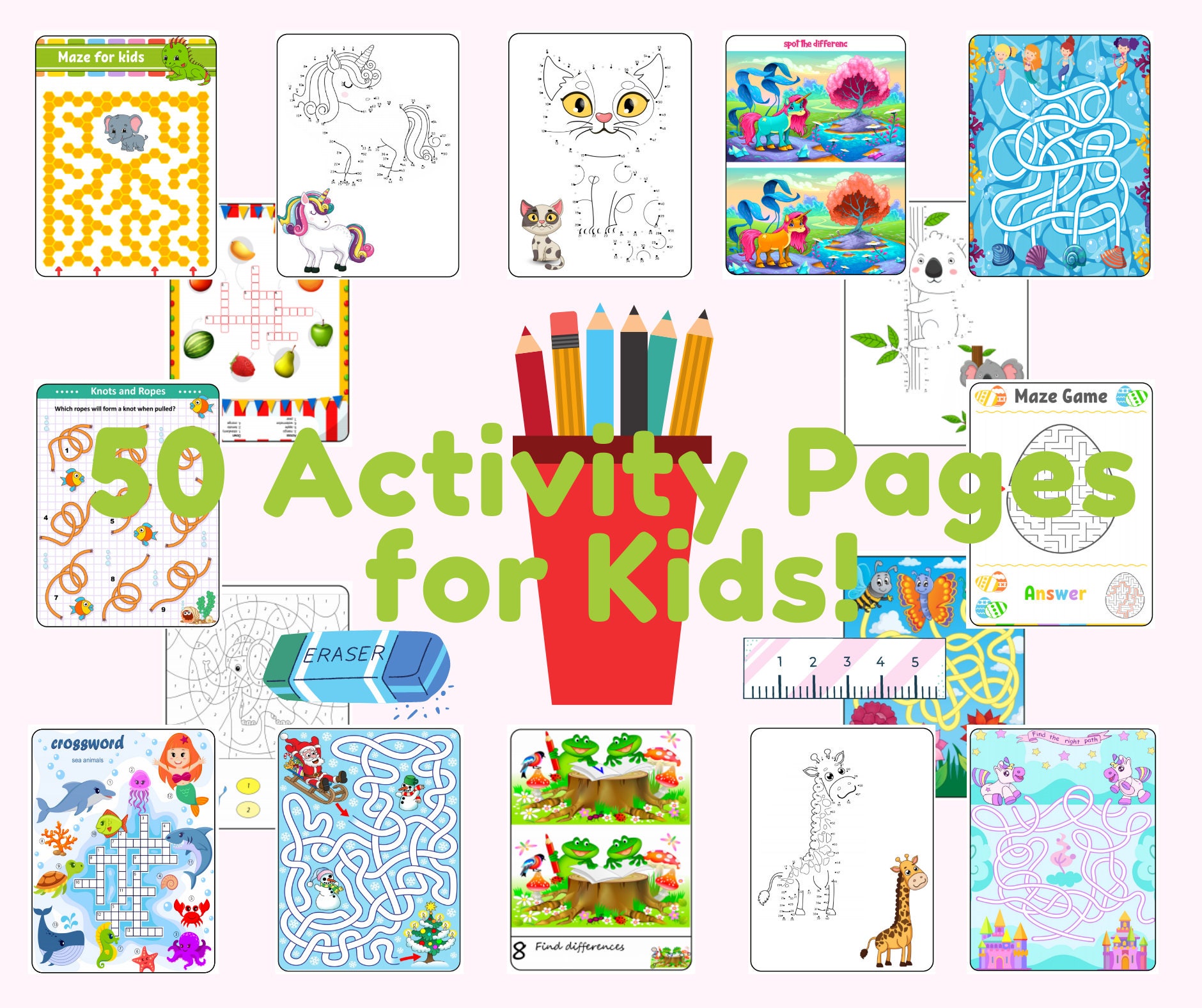 Children Activity Book 50 Pages Printable Version - Etsy España