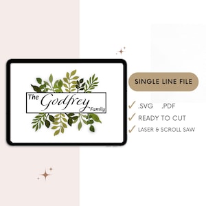 SVG Einzeilig Greenery Rahmen. Laser-Datei.