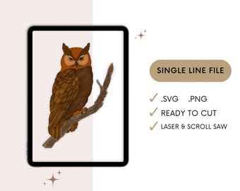 SVG Single line owl, laser file