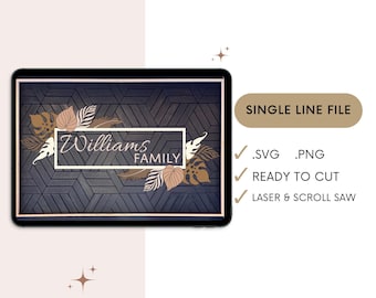 SVG Single line floral, laser file, greenery