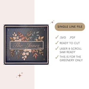 SVG Single line floral, laser file, greenery