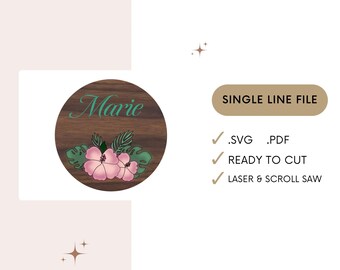 SVG Single line floral. Laser ready file.