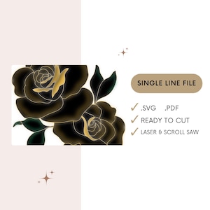 SVG Single line roses laser file
