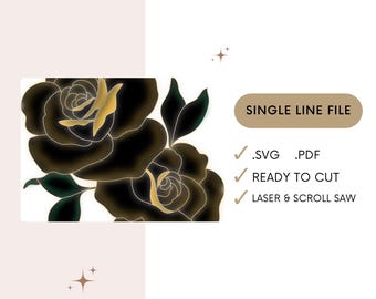 SVG Single line roses laser file