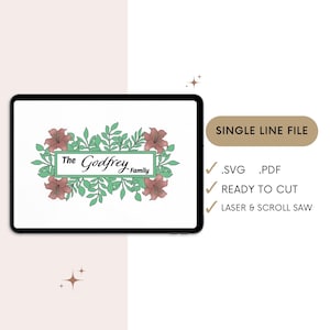SVG Linha única floral, arquivo laser, vegetação