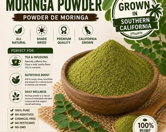 Dried Moringa Powder | California Grown | Naturally Air-Dried | Non-GMO | No Pesticides | Herbal Tea | Superfood Leaf