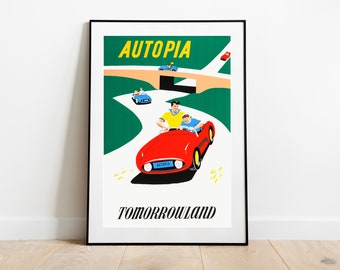 Vintage Disneyland Autopia Attraction Poster