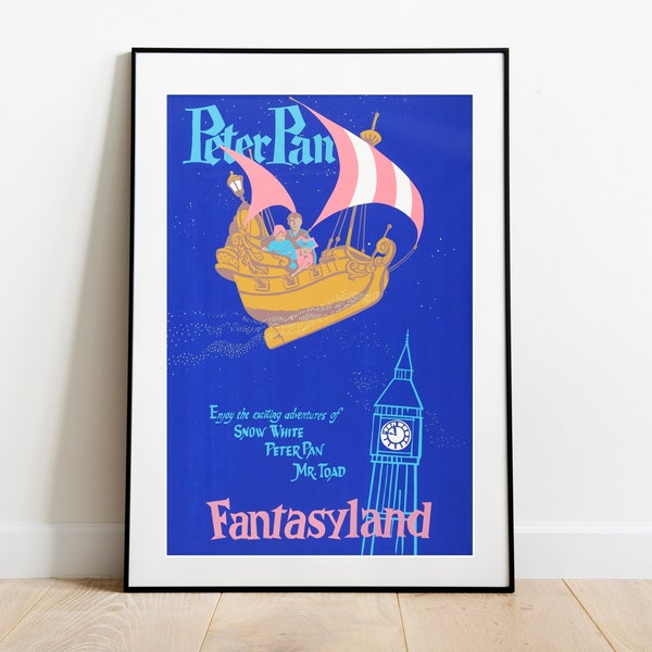 Cartel vintage de la atracción de Disneyland Peter Pan