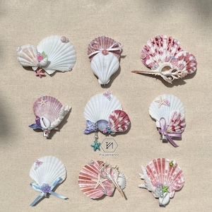 Barrettes en forme de coquillage et noyau de sirène